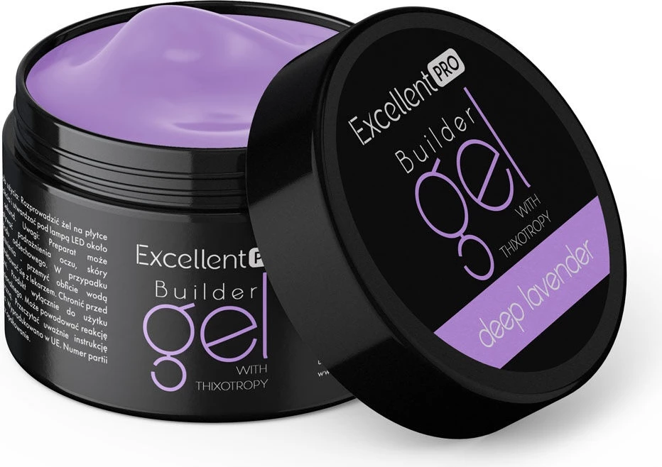 Xhel ndërtues për thonj për femra Excellent PRO With Thixotropy Deep Lavender, 50g