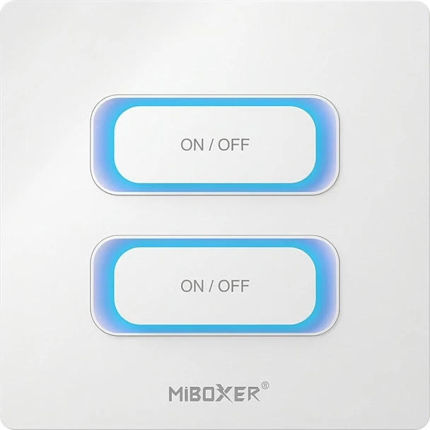 Switch smart LED Miboxer 2-kanalësh, WiFi + 2.4GHz, me sensor lëvizjeje, me dimmer, i bardhë