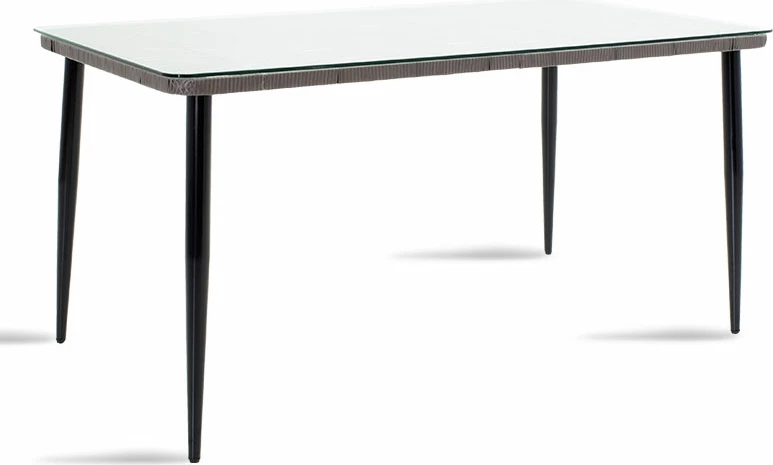 Tavolinë Naoki metalike, ngjyrë e zezë-pe gri-xham, 160x90x78cm