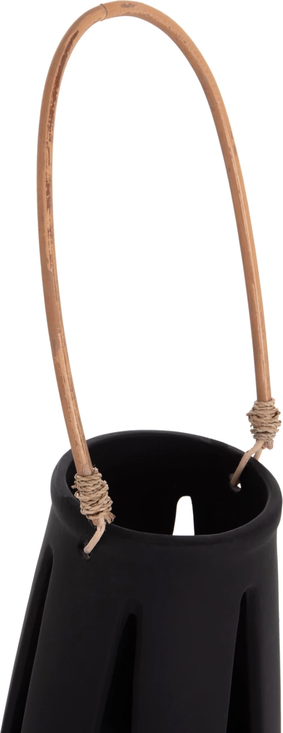 Llambë dekorative tavoline ERANTYL, fibër çimento e zezë, dorezë ratan, FH4696.01L, 17x27cm
