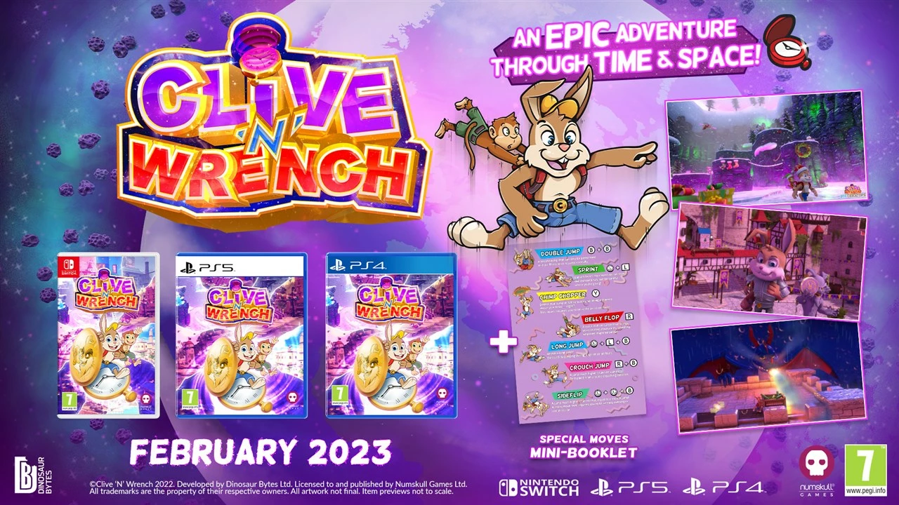 Lojë Nintendo Switch, Numskull Games Clive 'n' Wrench, PEGI 7, edicion fizik me mini broshurë