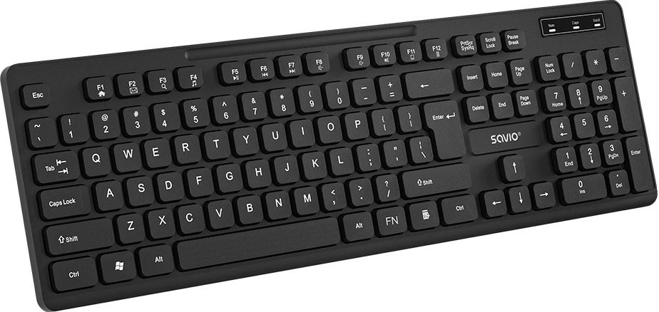 Tastierë wireless Savio KB-02, standarde, 2.4 GHz, USB, e zezë