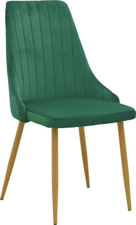 Set 2 karriga Azori, kadife e gjelbër, këmbë metalike natyrale, 49x55x85cm