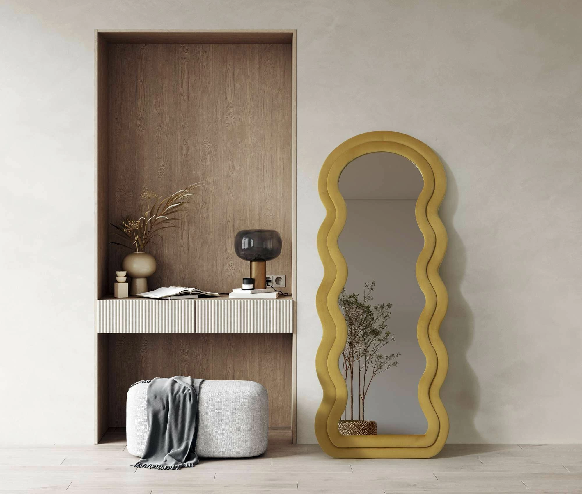 Pasqyrë Cheval, ngjyrë e verdhë, Skye Decor, Mia, 65x170cm
