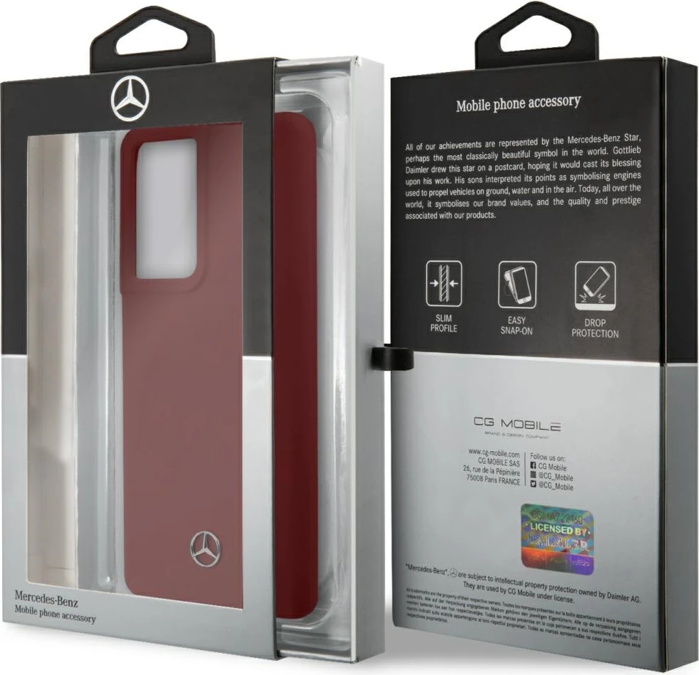 Mbështjellës Mercedes Silicone Line për Samsung Galaxy S21 Ultra, silikon/TPU, i kuq 8
