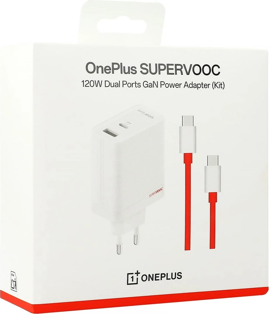 Karikues OnePlus SUPERVOOC, 120 W, USB-A dhe USB-C, Bardhë