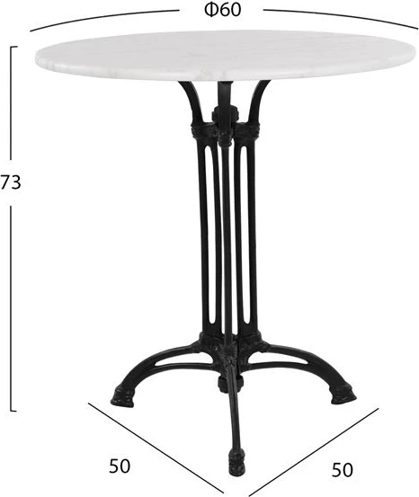 Tavolinë me 3 këmbë bazë prej hekuri FH5609 me mermer Rreth 60x73cm