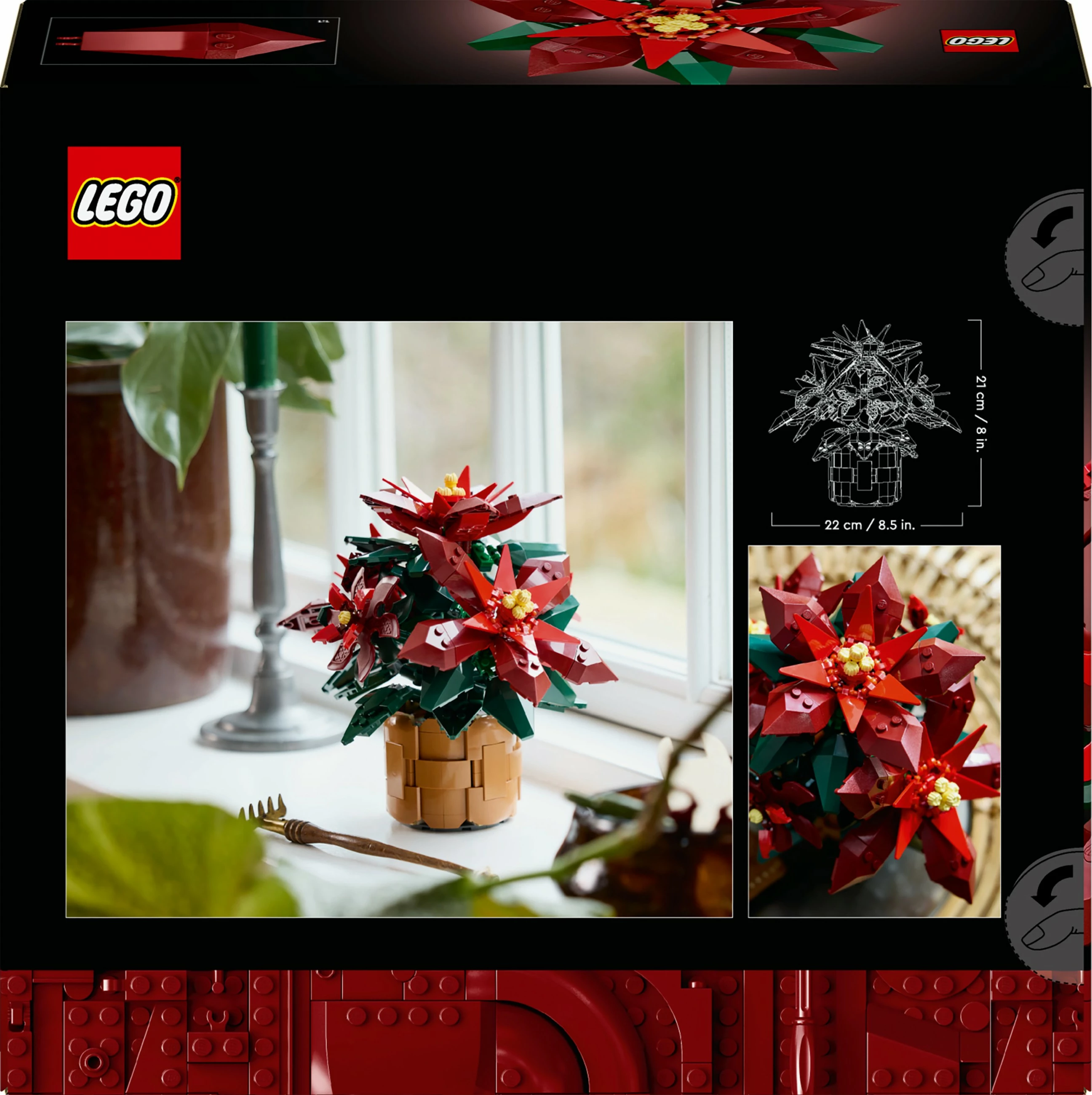 Set ndërtimi LEGO Icons 10370, 608 pjesë, Poinsettia, shumëngjyrësh