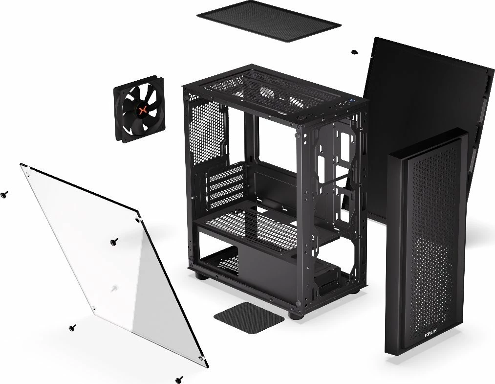 Kasë Krux Scor KRXD002 Cube Tower microATX/Mini-ITX me xham të kalitur, e zezë
