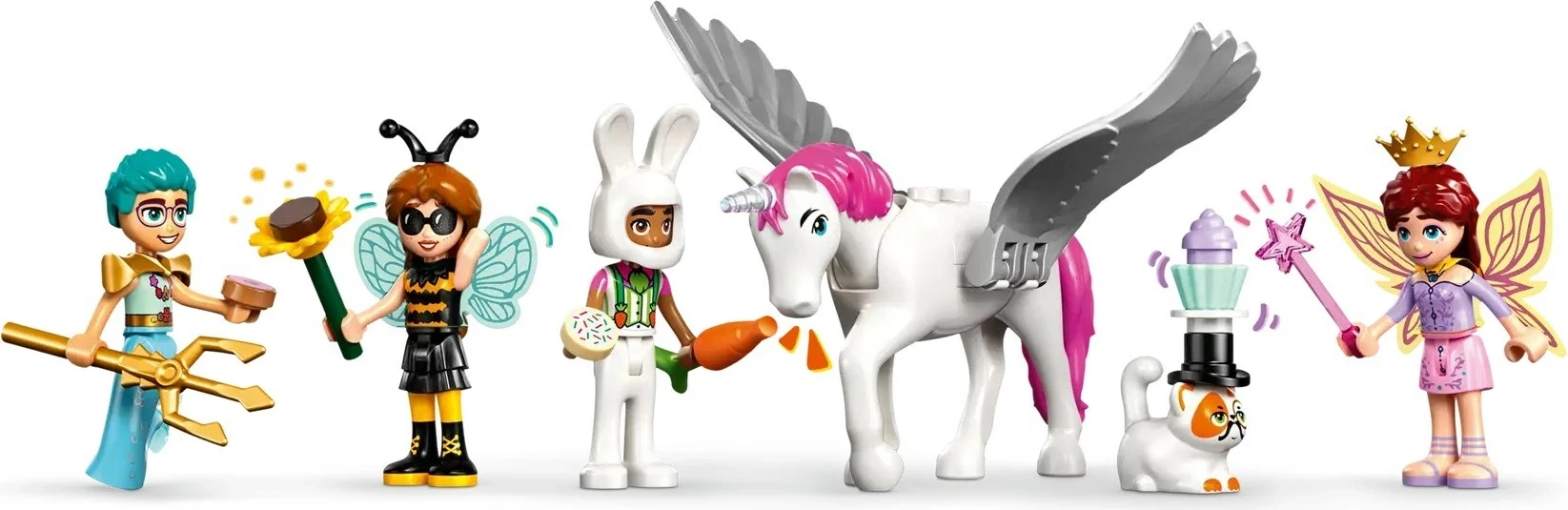 Set lodrash LEGO Friends 42661, 261 pjesë, me 5 minifigura, Party me njëbrirësh dhe zanë