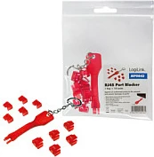 Bllokues porti RJ45 LogiLink, 1 çelës + 10 bllokues, i kuq