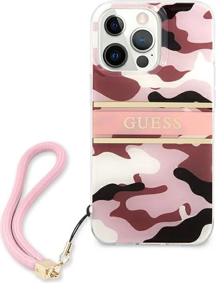 Mbështjellës Guess GUHCP13XKCABPI për iPhone 13 Pro Max 6.7", Camo Strap, Rozë