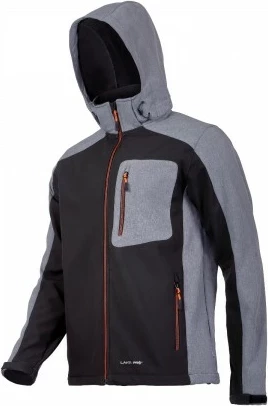 Xhaketë softshell me kapuç LAHTI PRO L4091602, madhësi M, 8000 mm waterproof, e zezë-gri-portokalli