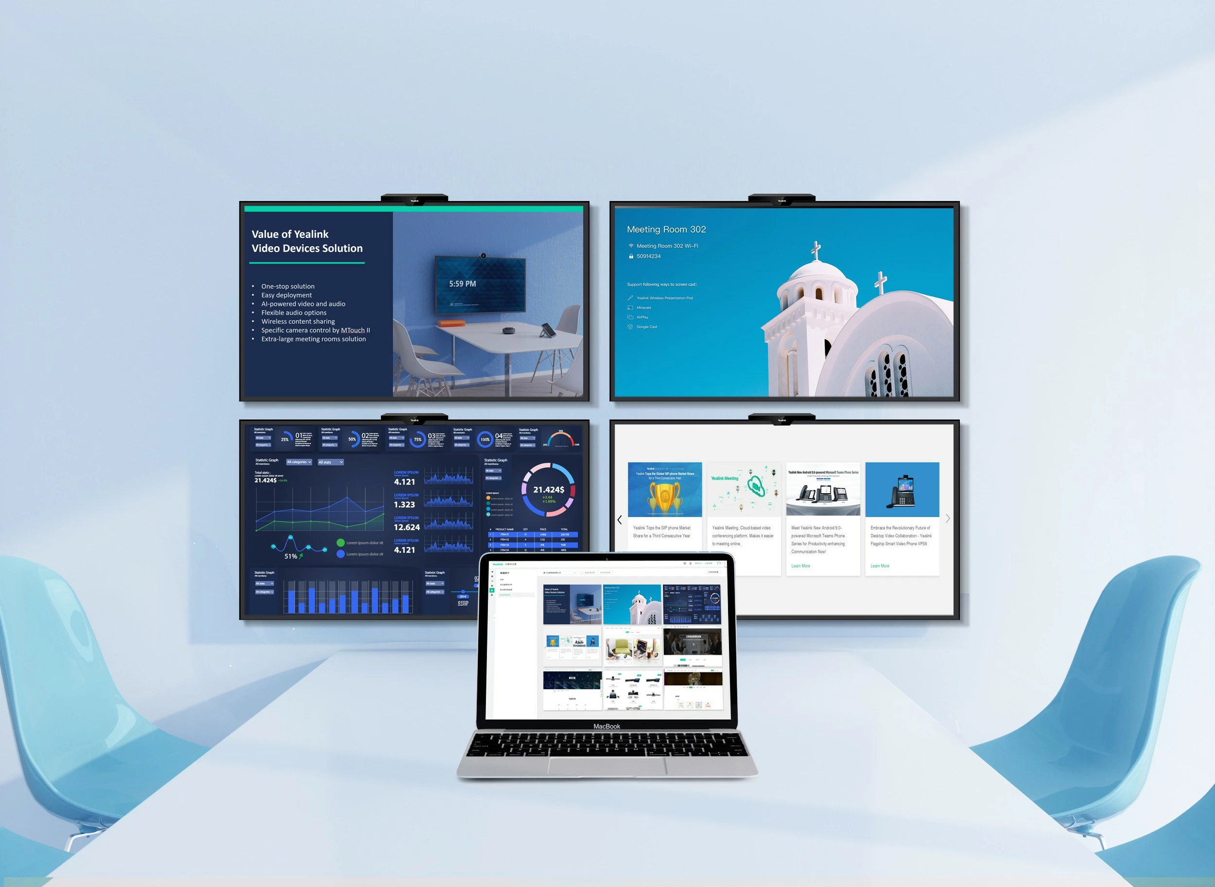 Sistem prezantimi pa tela Yealink RoomCast, Desktop, 4K, i zi