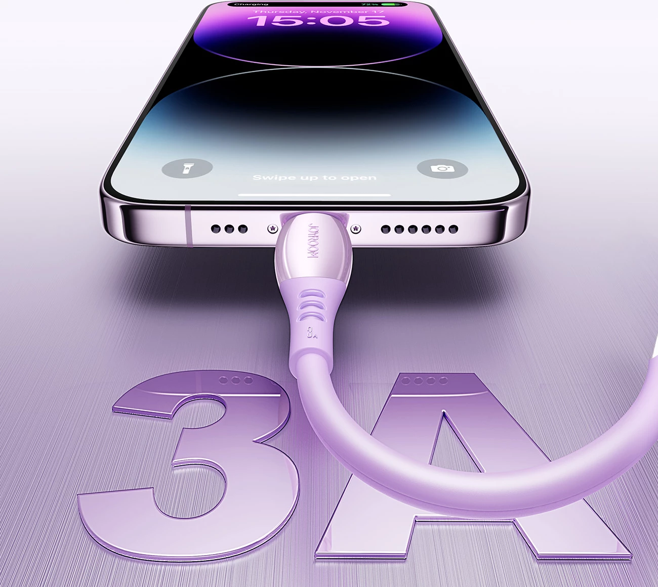 Kabllo Joyroom S-A59 Vibrant Series 3A USB-A në Lightning 1.2m USB 2.0 480Mbps, vjollcë