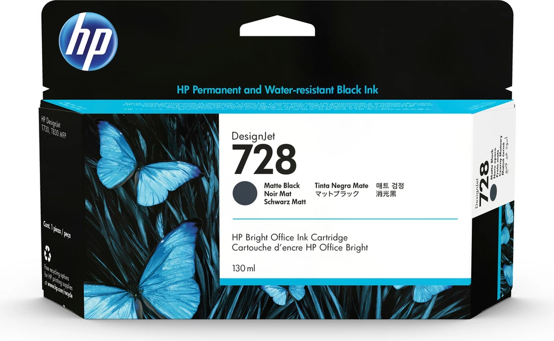 Kartush boje, HP, 728 3WX25A, 130 ml, XL, e zezë mat