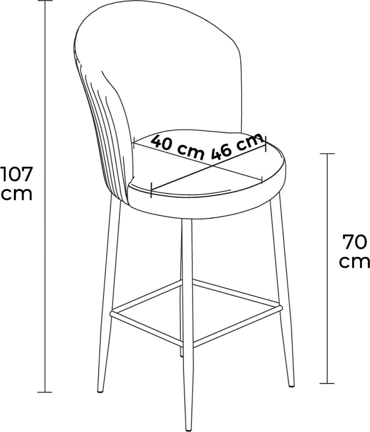 Set karrigesh për bar (6 copë), Hanah Home, Fora, e zezë, krom
