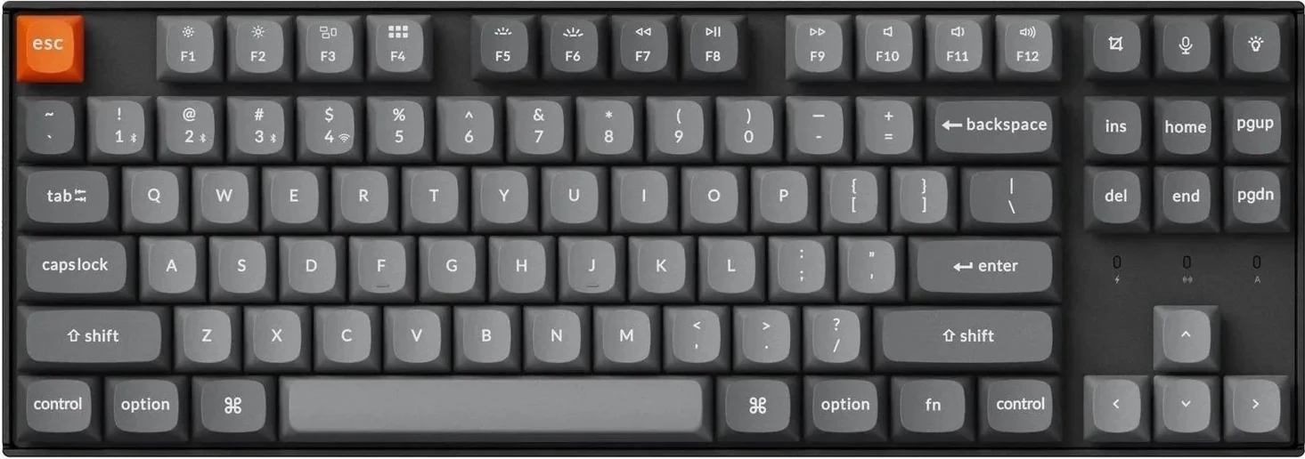 Tastierë Keychron K8M-A4 80% TKL Banana Switch, gri-e zezë