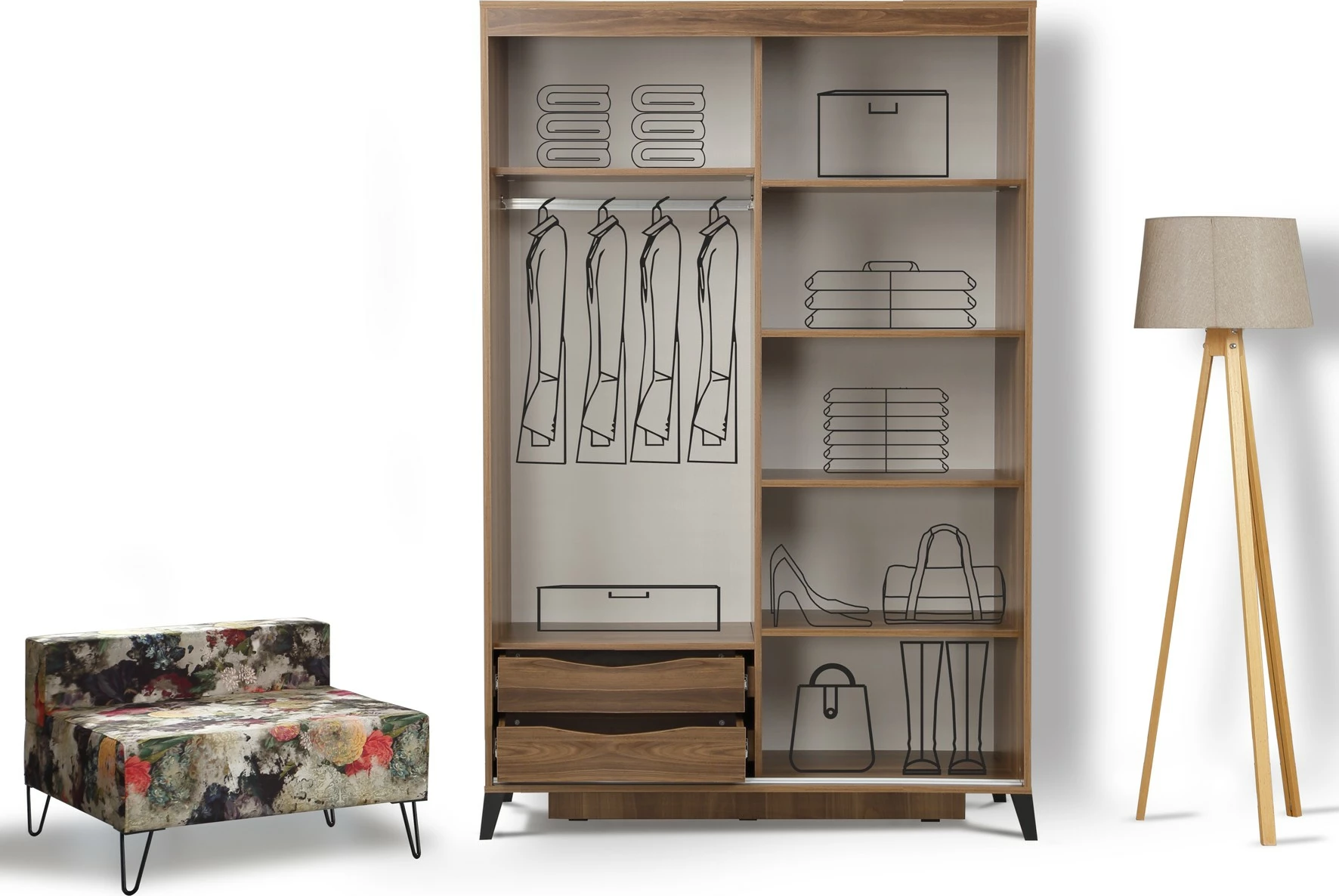 Dollap Hanah Home, Pasific Home Fuga 130, ngjyrë arre, me pasqyrë