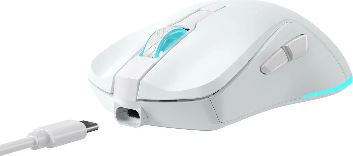 Maus gaming Baracuda Turtle, wireless 2.4GHz, 3200 DPI, RGB, i bardhë