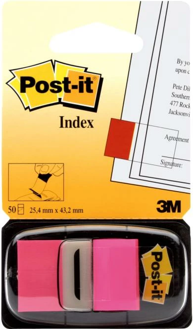 Shiritë indeksues me dispenser, 3M Post-it 680-21, 44-66 fletë, rozë