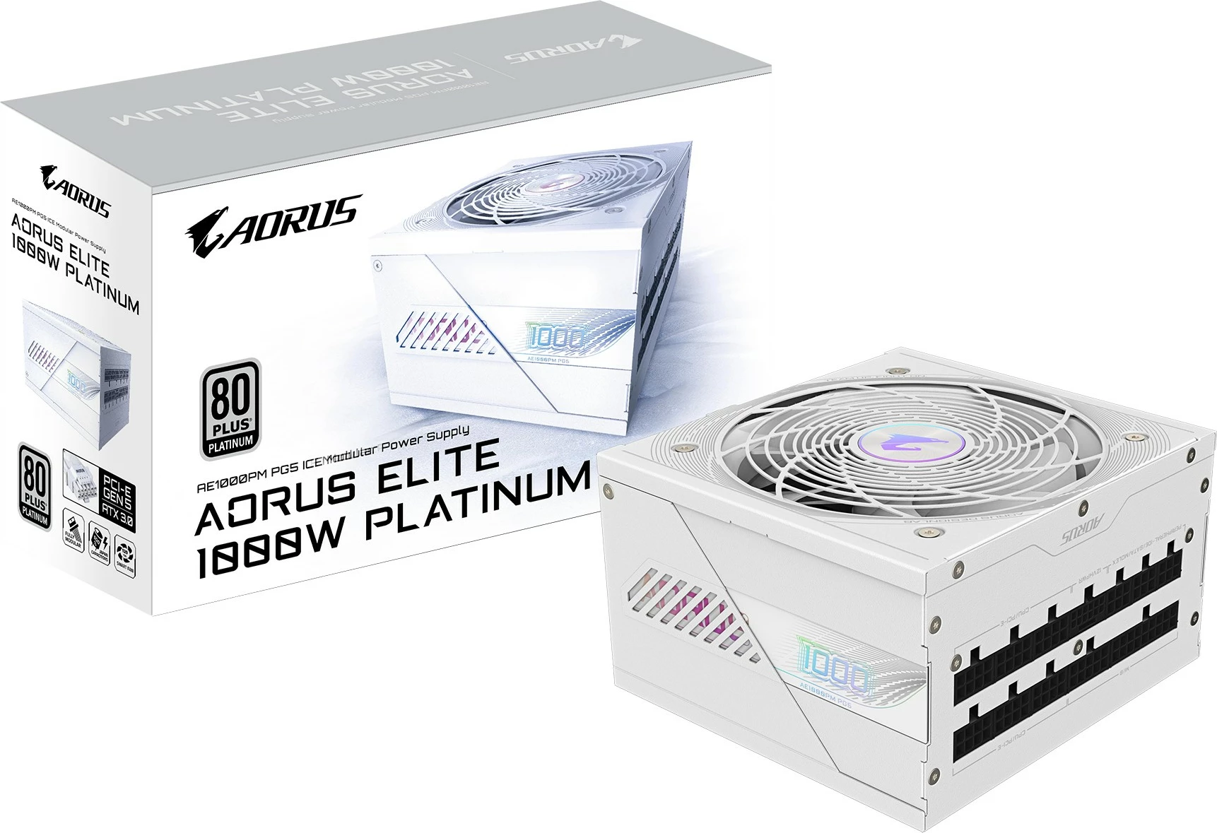 Furnizues energjie Gigabyte AORUS ELITE AE1000PM PG5 1000W, 80 Plus Platinum, bardhë