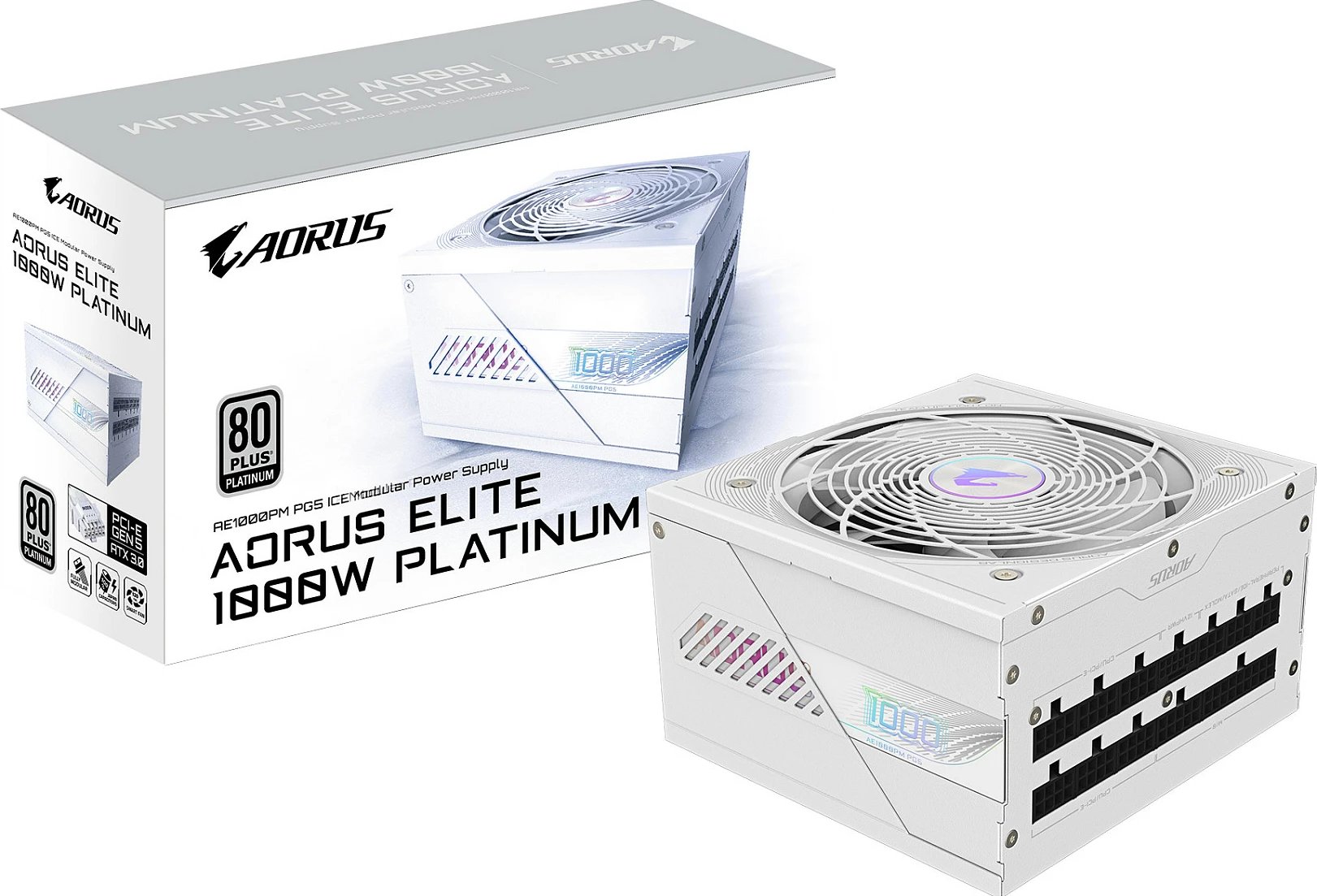 Furnizues energjie Gigabyte AORUS ELITE AE1000PM PG5 1000W, 80 Plus Platinum, bardhë