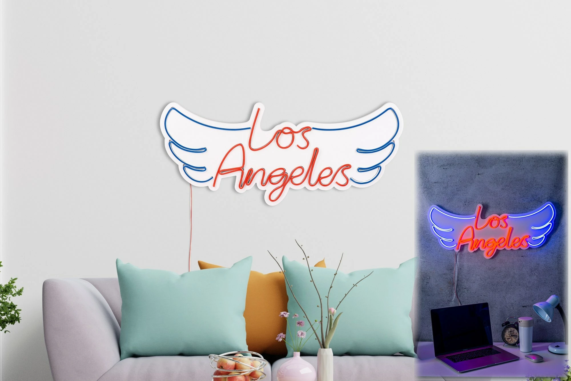 Dritë dekorative plastike LED, Los Angeles, e kuqe dhe e kaltër