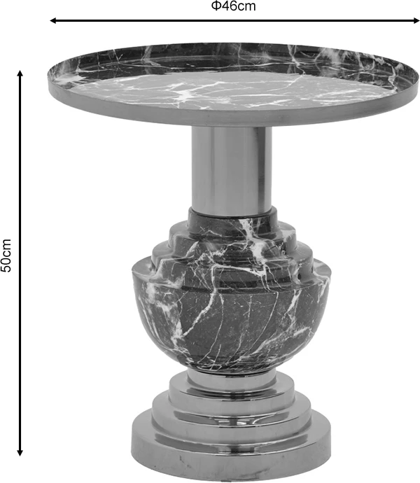 Tavolinë anësore Cogent Inart metalike, ngjyrë zezë-ari, D46x50cm