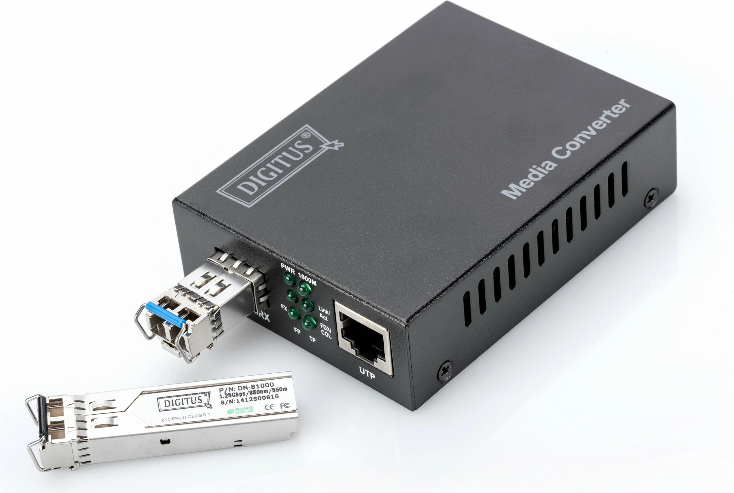 Konvertues rrjeti Digitus 10 Gigabit, SFP, 1x RJ45, 1000/2500/5000/10000 Mbit/s, i zi