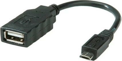 Kabllo OTG USB 2.0 ROLINE Micro-USB B në USB-A, 0.15 m, e zezë
