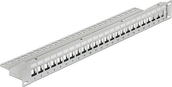 Patch panel DeLOCK 43302, 24 porta Keystone, 1U 19", gri