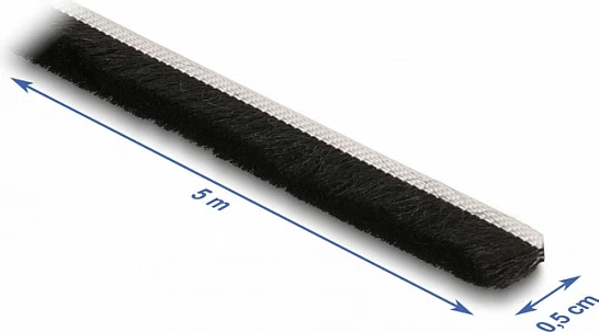 Shirit furçe vetëngjitës DeLOCK 5 mm, 5 m, i zi