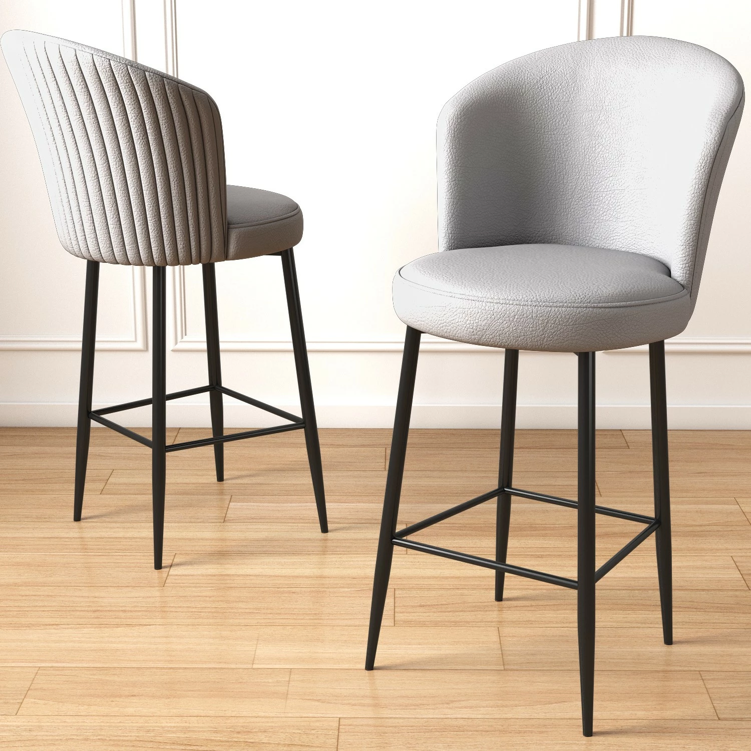 Set karrigesh për bar (6 copë), Hanah Home, Uras, gri, e zezë