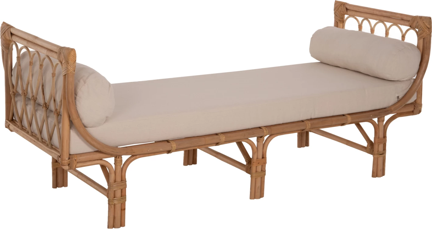 Divan për jashtë CHARMELLA FH9659 natyral rattan-jastëkë bezhë 187x69x76H cm