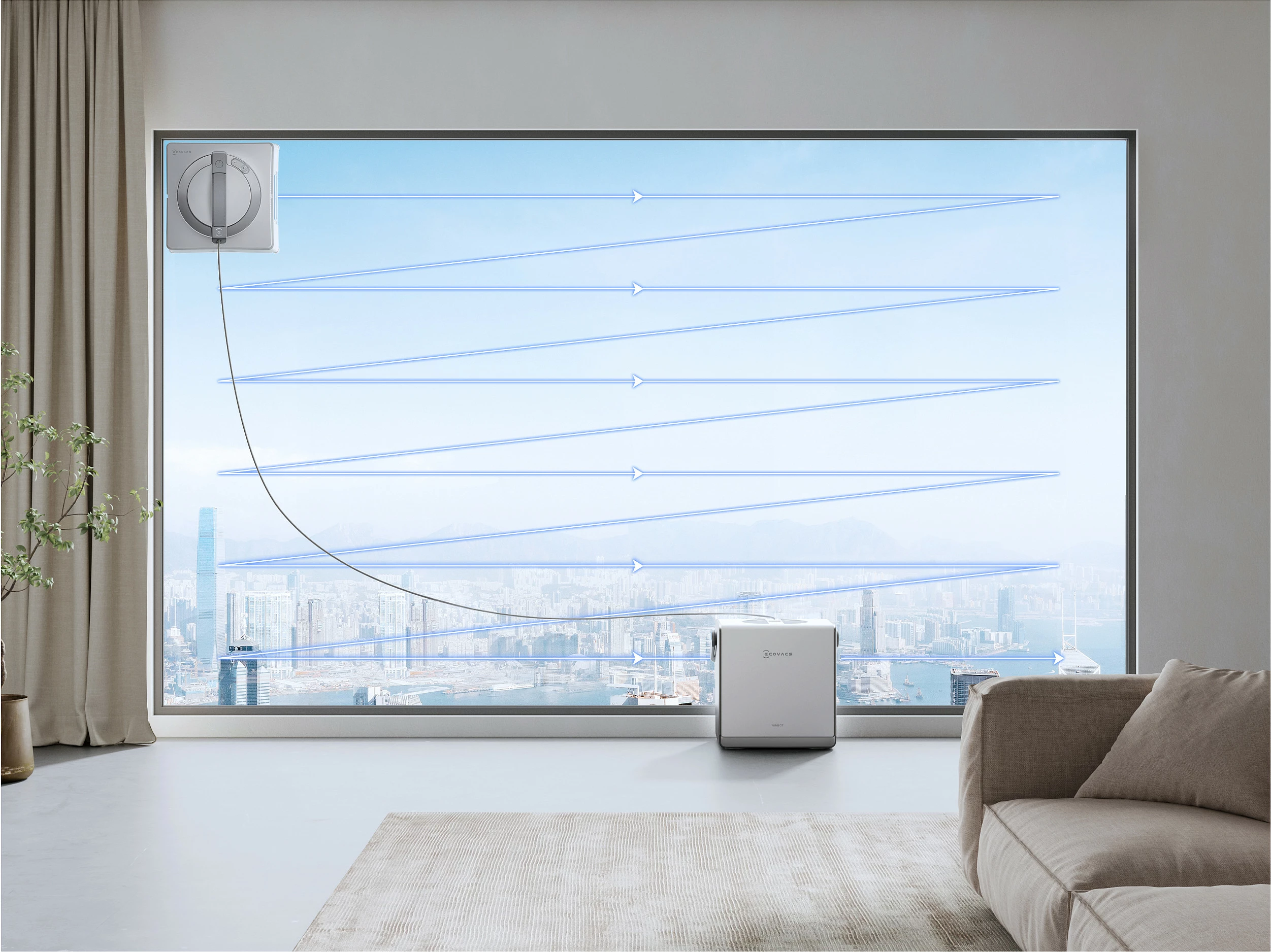 Robot pastrimi dritaresh ECOVACS WINBOT W2 PRO OMNI, thithje, bateri 4500 mAh, i bardhë