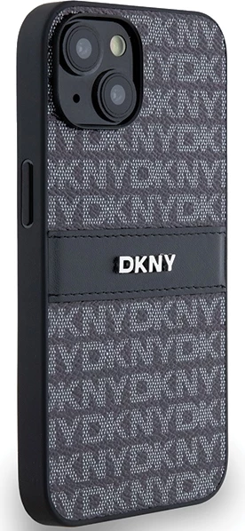Mbështjellës DKNY Mono Stripe & Metal Logo për iPhone 15 Plus / 14 Plus, e zezë