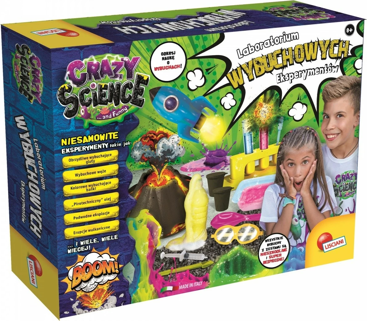 Set eksperimente shkencore Lisciani Crazy Science Laboratory Explosive Experiments, për fëmijë 8+