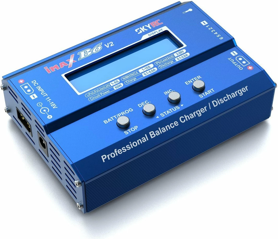 Karikues SkyRC iMax B6 V2, 60W, për bateri LiPo/LiFe/Li-Ion/NiMH/Pb, Blu