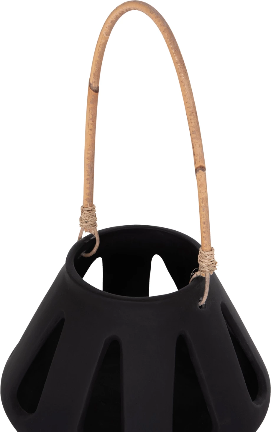 Llambë dekorative tavoline, fibër çimento e zezë, dorezë ratan, ERANTYL FH4696.01S, 25x17cm