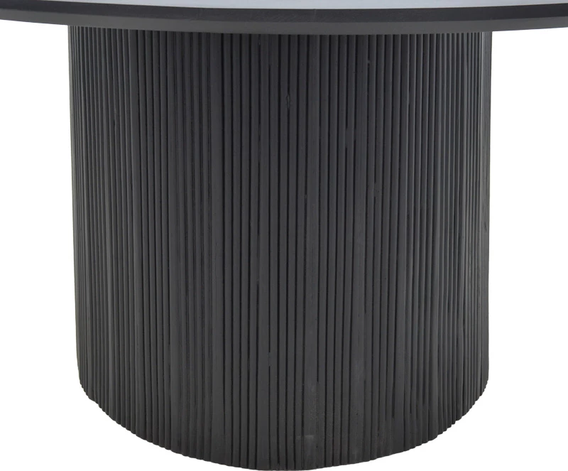 Tavolinë Canicule, dru akacie i fortë, ngjyrë e zezë, D150x75cm