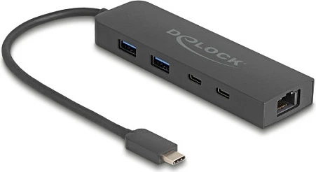 USB Hub DeLOCK USB-C 10Gbps, LAN 2.5GbE, PD 85W, 2x USB-A + 2x USB-C, i zi