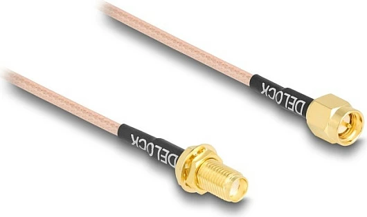 Kabllo antene RF DeLOCK 12011, RG-316/U, SMA mashkull-SMA mashkull, 0.75 m, 50 Ω, bezhë