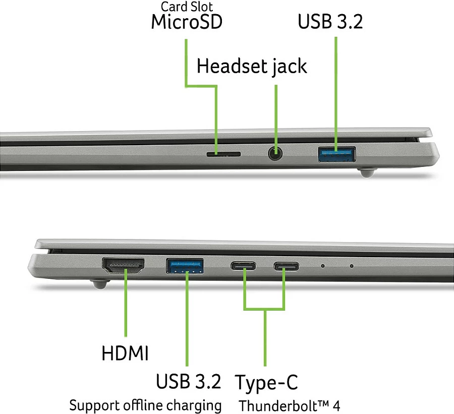 Laptop Acer Swift 16 AI SF16-71T-993G, CU X9 388H, 32GB RAM, 1TB SSD, 16" Touch, Windows 11 Home, gri/argjendtë