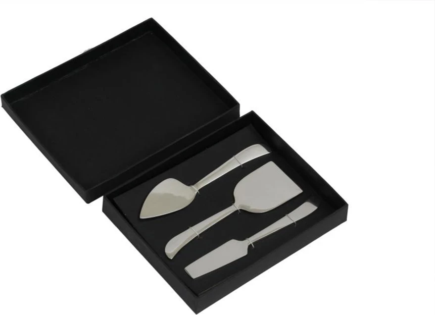 Set për servirje djathi, 3 copë, çelik, argjend, 17x5x1cm