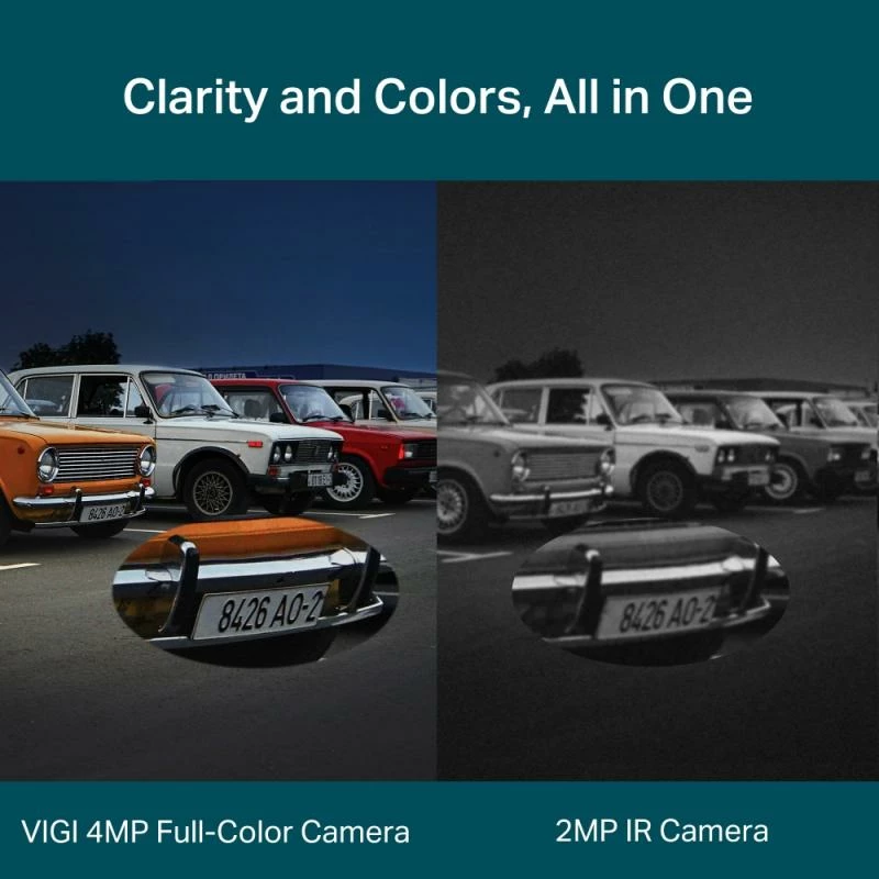 Kamerë IP rrotulluese, TP-Link VIGI C540 4MP full-color 4mm PoE outdoor, bardhë/zezë