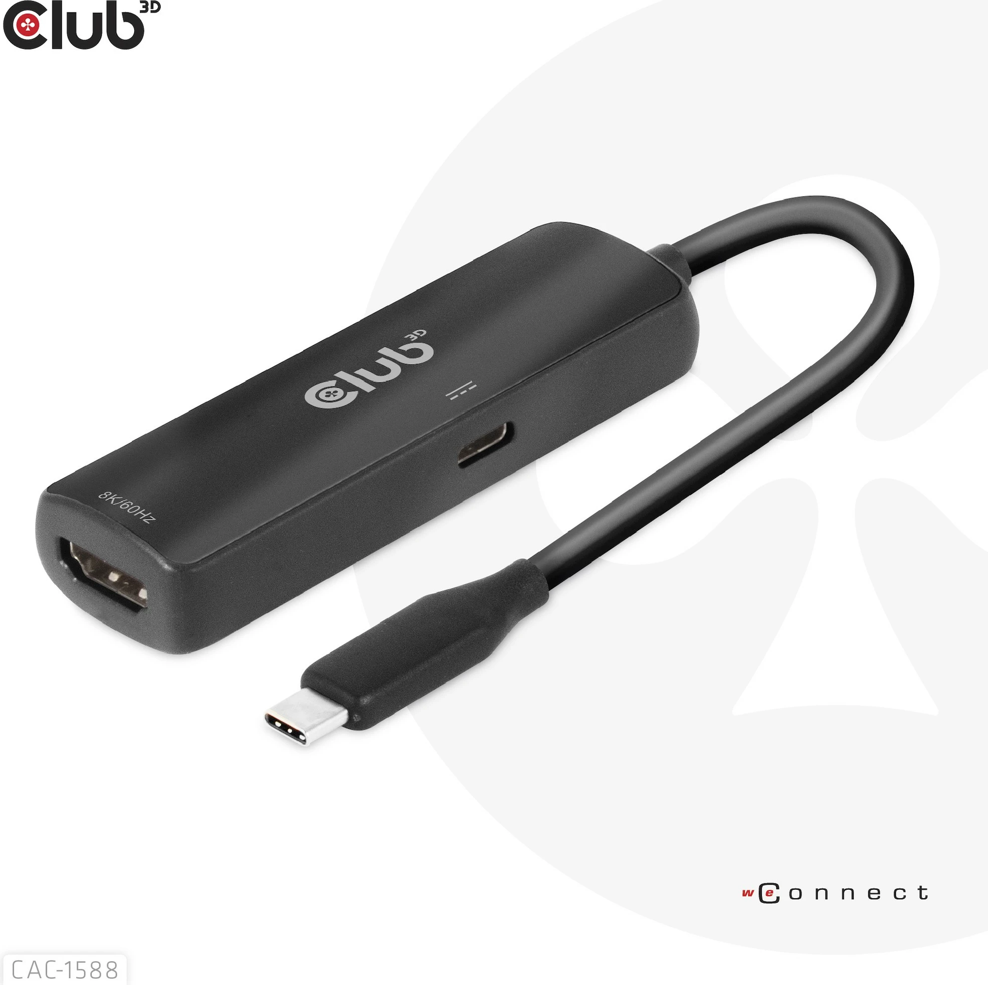 Adapter USB Type-C në HDMI Club3D CAC-1588, 8K60Hz, HDR10+, i zi