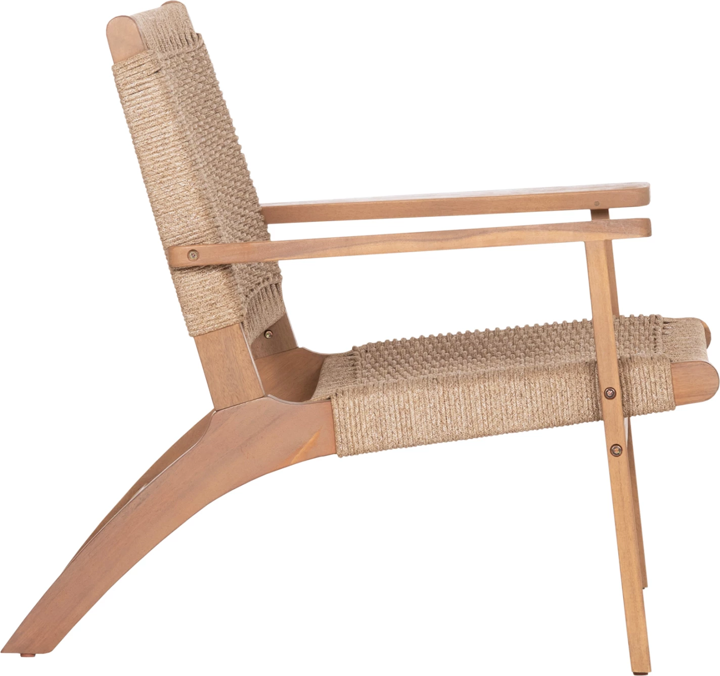 Karrige lounge Monter, dru akacie natyrale, litar bezhë, 78x62x67cm