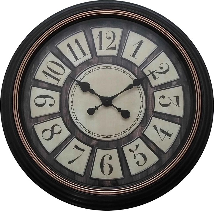 Orë muri Docto Inart, ngjyrë e zezë antike, D55.8x5.2cm