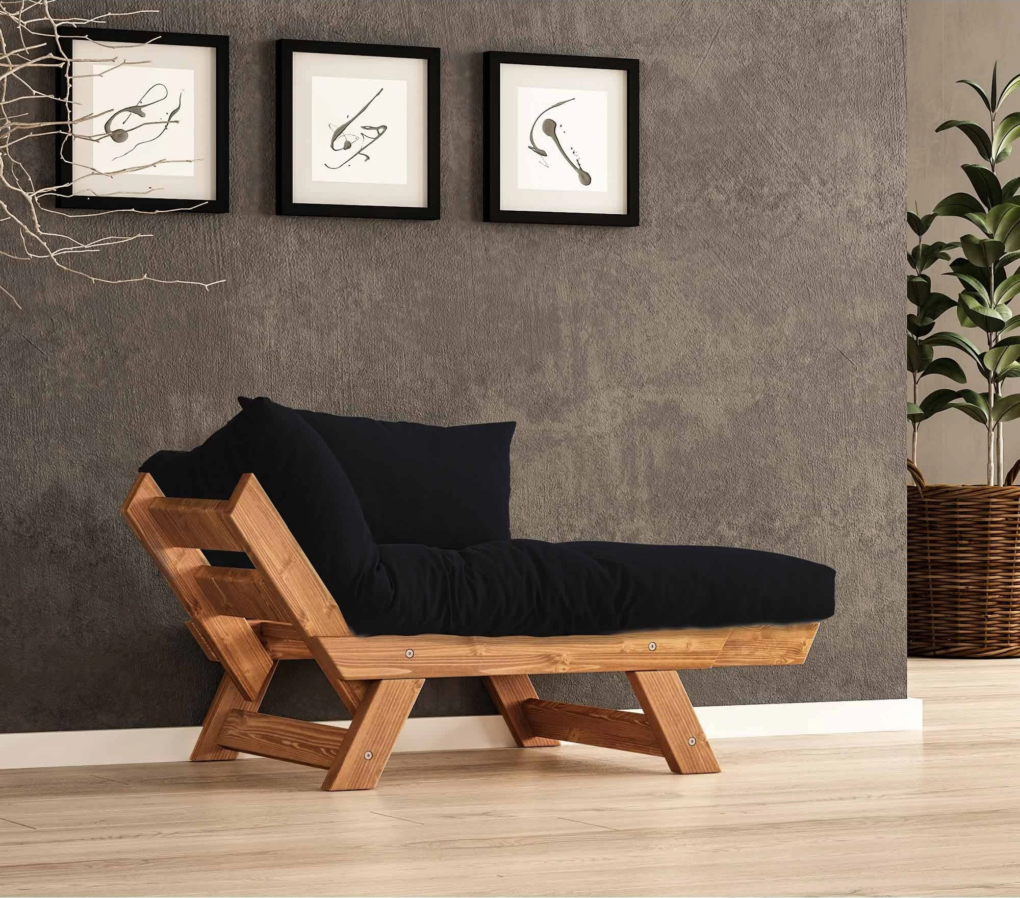 Karrige një vend për kopsht, Skye Decor, CPT8159-140, ngjyrë teak dhe e zezë